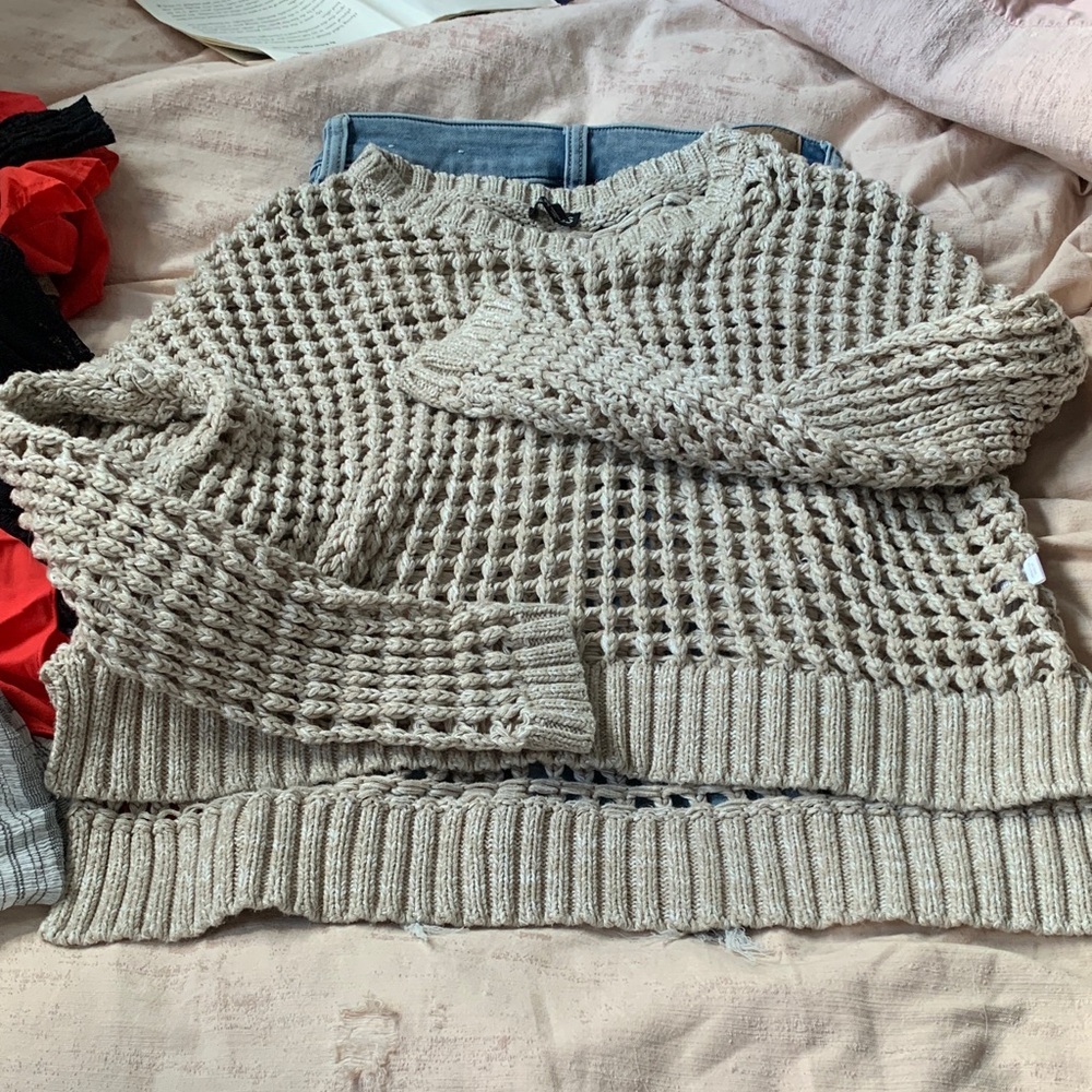 Express Textured Knit Sweater in Taupe